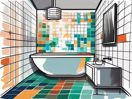 paint tile 1 Illustration of multi colored shower tile
